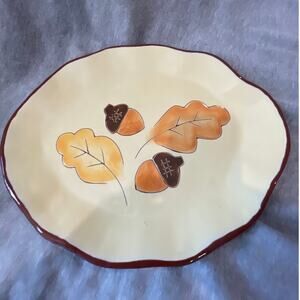 Vintage Y2K Russ Berrie UK Fall Leaves Acorn Serving Platter